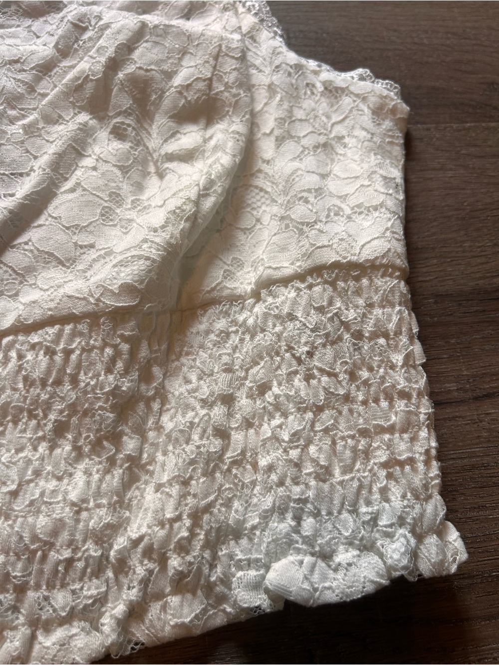 Torrid Corset Top Womens Plus 1X Ivory Floral Lace Smocked Bustier Garters - Picture 4 of 7